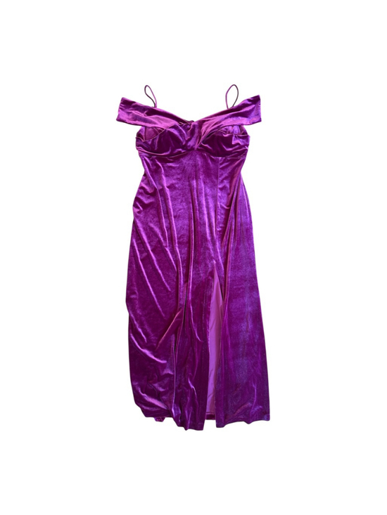 Nw Nightway Dresses & Skirts - NW Nightway 16W Purple Velvet Off Shoulder Formal Evening Gown Plus Size
